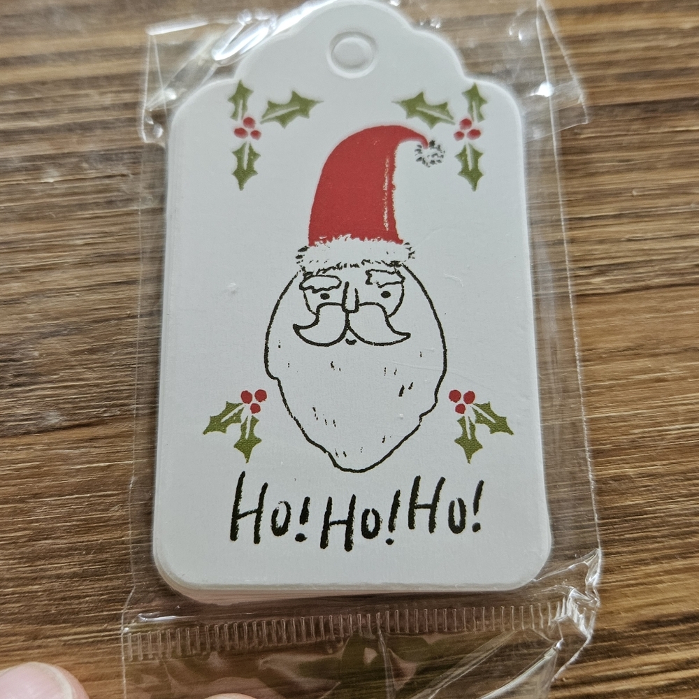 Santa Gift Tag with Red Hat